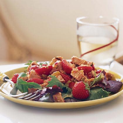 Chicken and Strawberries over Mixed Greens