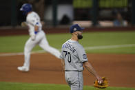 Los Angeles Dodgers' Will Smith rounds the bases after a home run off Tampa Bay Rays relief pitcher Nick Anderson during the sixth inning in Game 2 of the baseball World Series Wednesday, Oct. 21, 2020, in Arlington, Texas. (AP Photo/Eric Gay)