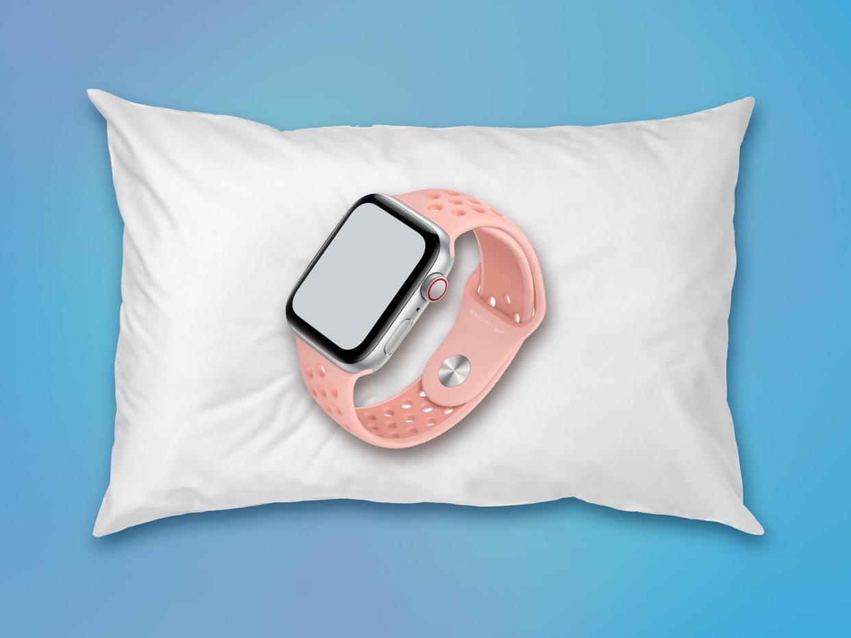 How to Understand Your Sleep Tracker: apple watch on a pillow