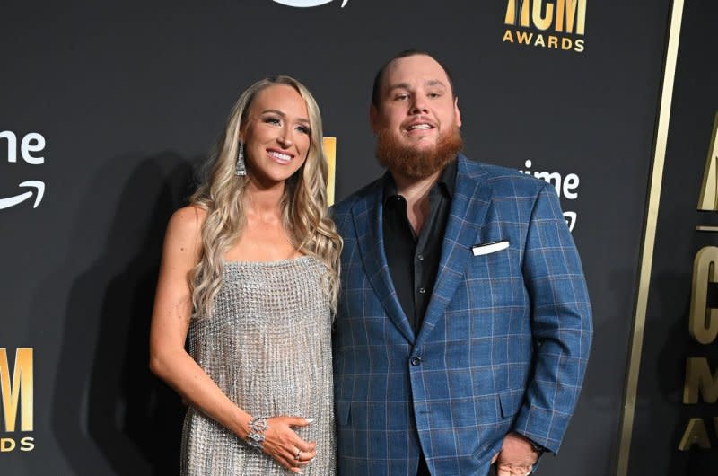 Luke Combs (R) and Nicole Combs attend the Academy of Country Music Awards in May. File Photo by Ian Halperin/UPI