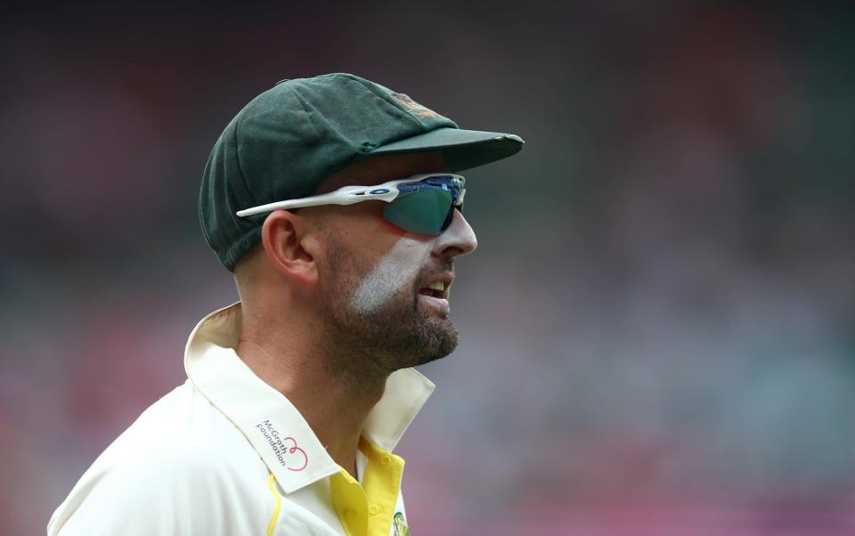 Nathan Lyon of Australia looks on during day three of the Fourth Test Match in this Ashes series. - Getty Images