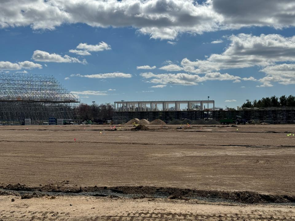 LandTek Group is preparing a world-class pitch for the matches at the Nassau County International Cricket Stadium. The construction site in Nassau County, New York, is shown here on March 19, 2024.