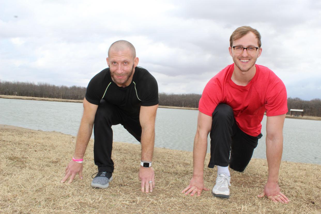 Exercise physiologists Jason Hall (left) and Tyler Cunningham of Ascension St. John Jane Phillips hospital will lead the FLOWCo spring season fitness program that kicks off March 1 at Lee Lake.