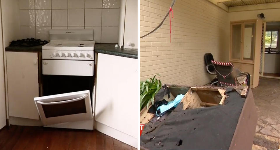 Two pictures showing damaged caused to Melbourne rental property.