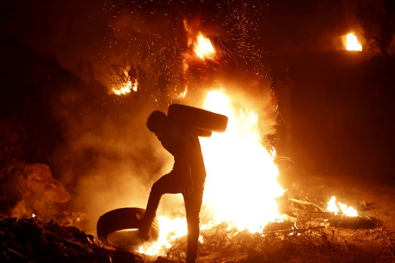 Anti-Israeli settlements night protest in West Bank