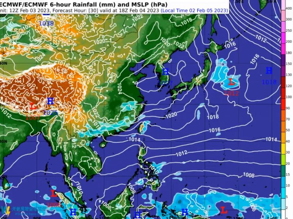 今天北部轉為陰雨天氣，預計大台北往南延伸到桃竹苗一帶持續有雨勢，。   圖：取自天氣風險臉書