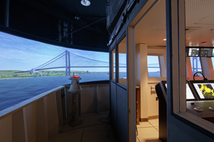 The screen is being used in a naval simulator and showcases amazing immersive capabilities, demonstrating the skills of the recently formed STS installation team.