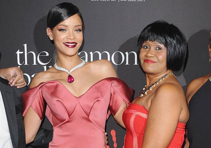 Rihanna and her mom on a red carpet