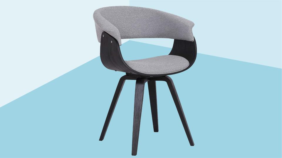 Armen Living Summer Chair in Charcoal Fabric and Walnut Wood Finish