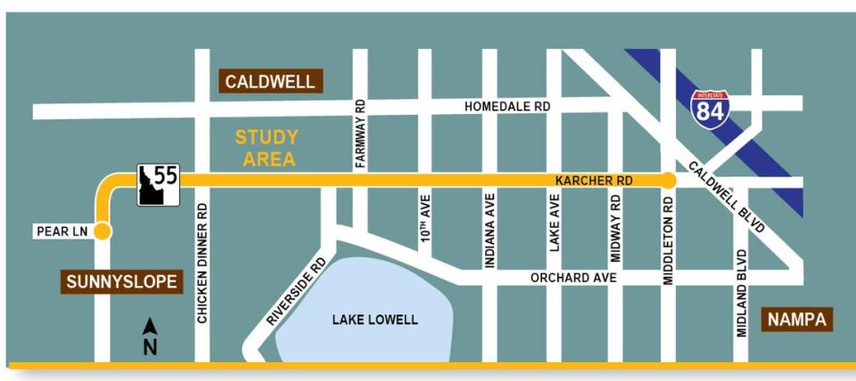 This map shows where improvements will take place along Idaho 55, however this year ITD will widen the road between Farmway and Middleton Roads.