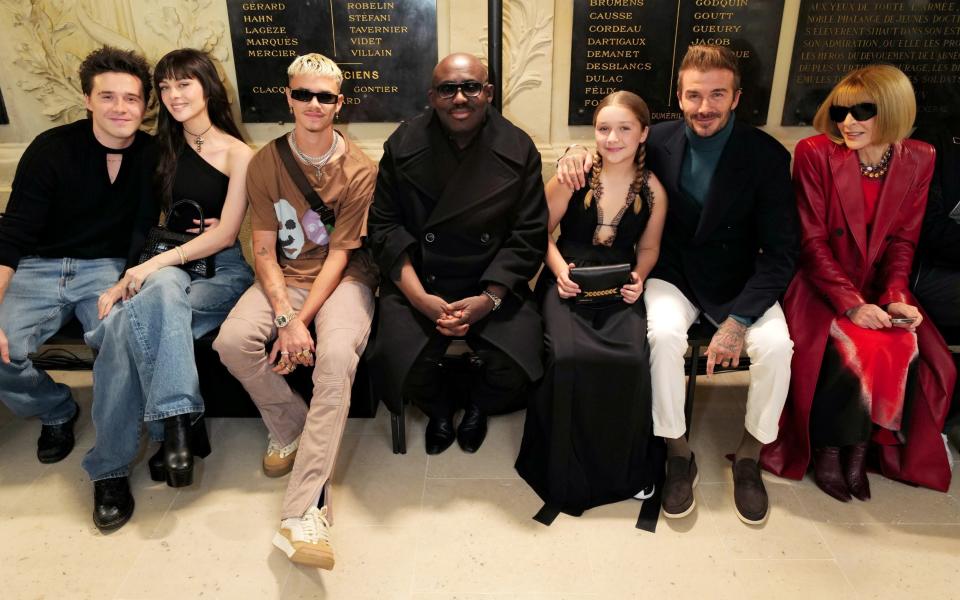 The Beckham family at Victoria 2023 Paris Fashion Week Fall/Winter show - getty