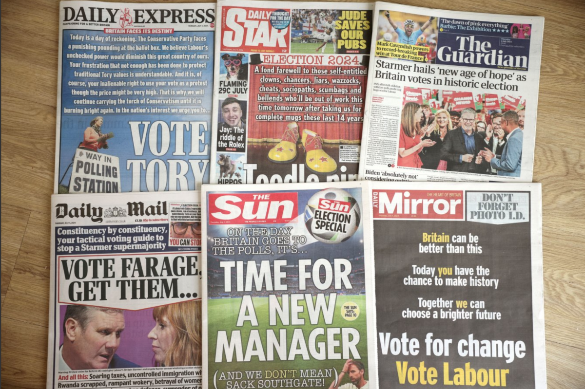 Which parties did British newspapers support for the general election?