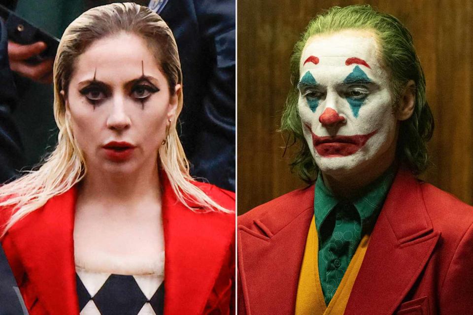 <p> KENA BETANCUR/AFP via Getty; Photo by DC Comics/Warner Bros./Shutterstock </p> Lady Gaga and Joaquin Phoenix in Joker 2: Folie à Deux