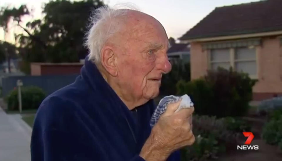 An elderly man has broken down in tears speaking about his “neighbour and mate” allegedly bashed to death. Photo: 7 News