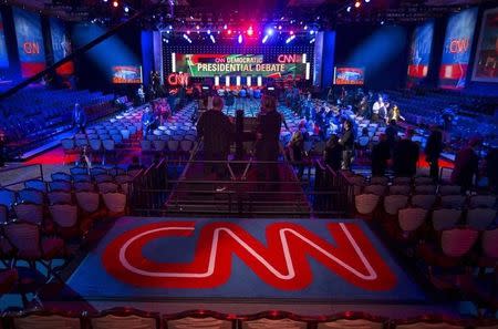 The stage is set for the first democratic presidential candidate debate to be held at the Wynn Hotel in Las Vegas, Nevada October 13, 2015. REUTERS/Mike Blake