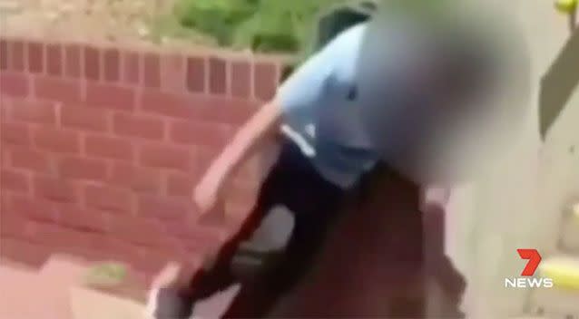 The boy fell to the floor after another pupil at Wagga Wagga High School appeared to punch him. Source: 7 News