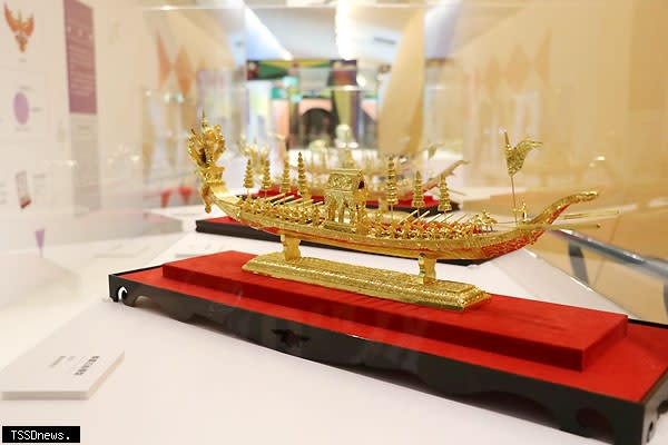 泰國王船模型作工精細，揭示暹羅皇室文化的印度元素。（圖：十三行博物館提供）
