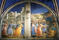 <b>New World gold:</b> Vatican architecture isn't known to be subtle. The chapel may have been intended to be private, but artist Fra Angelico didn't stint on grandeur: He borrowed a trick from his expertise in manuscript illuminations and gilded the walls with <a href="http://www.catholicculture.org/news/headlines/index.cfm?storyid=14428" rel="nofollow noopener" target="_blank" data-ylk="slk:gold brought to Europe by Christopher Columbus;elm:context_link;itc:0;sec:content-canvas" class="link ">gold brought to Europe by Christopher Columbus</a>.<br><br> (Photo courtesy <a href="https://sites.google.com/site/aguidetorome/" rel="nofollow noopener" target="_blank" data-ylk="slk:David Lown;elm:context_link;itc:0;sec:content-canvas" class="link ">David Lown</a>)