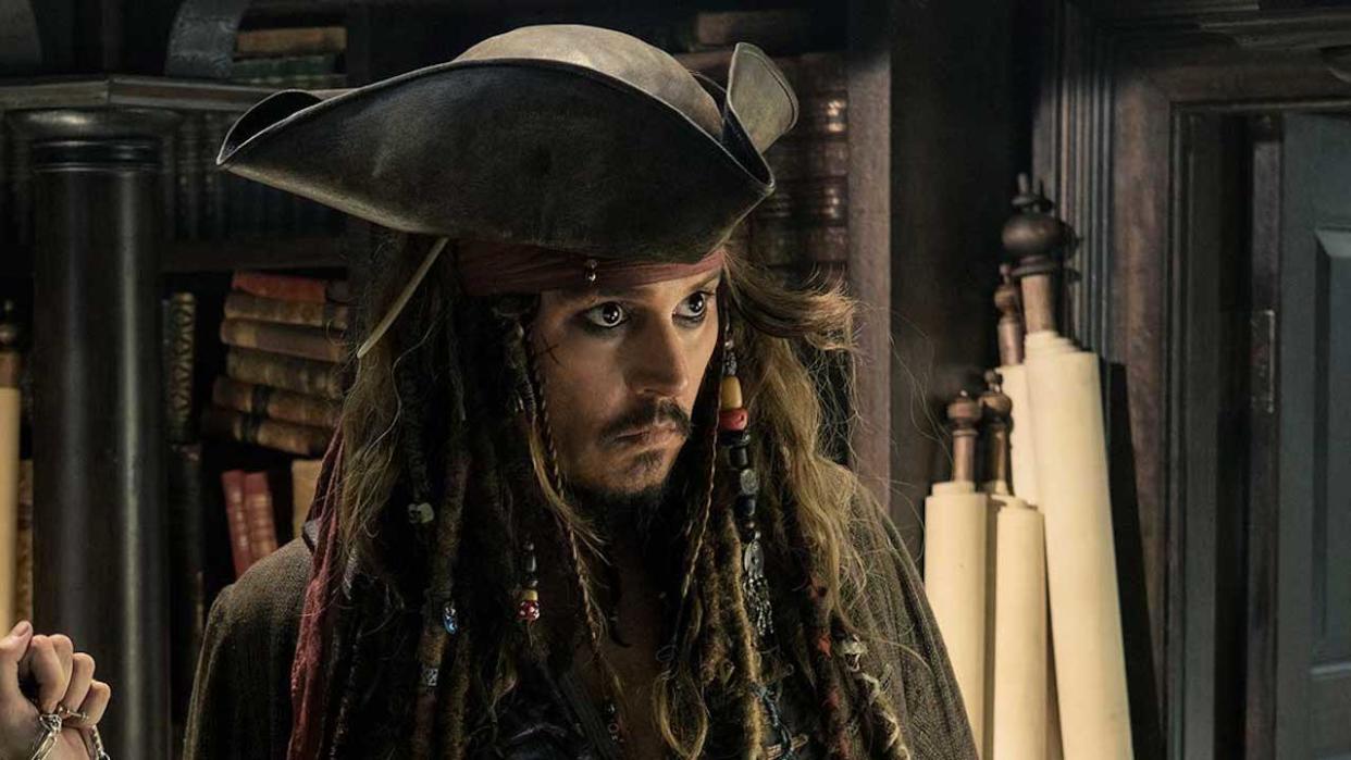  Johnny Depp as Captain Jack Sparrow in Pirates of the Caribbean: Dead Men Tell No Tales. 