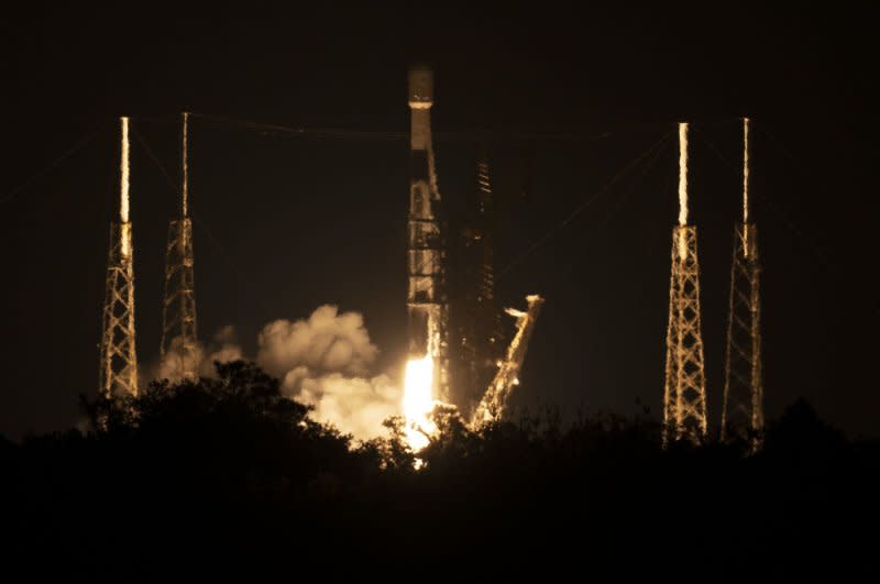 A SpaceX Falcon 9 rocket lifts off from Launch Complex 40 at the Cape Canaveral Space Force Station in Florida on Tuesday. Photo by Joe Marino/UPI