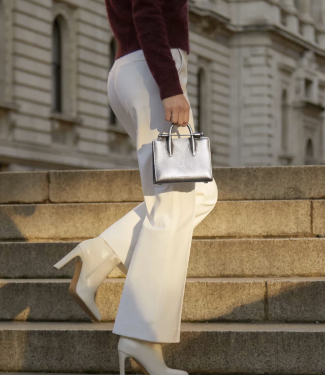 The Strathberry Nano Tote - Silver with Silver Hardware