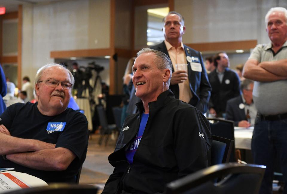 Former Governor Dennis Daugaard attends an election night watch party for Governor Kristi Noem and U.S. Representative Dusty Johnson on Tuesday, June 7, 2022, at the Hilton Garden Inn in Sioux Falls.