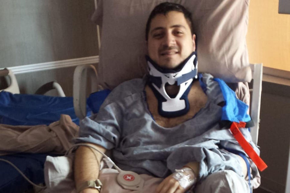 Sydney man Gilbert Sahyoun, 38, has been left quadriplegic after diving into shallow water at Pamlico Sound, North Carolina during a family reunion. Source: Supplied/Christine Sahyoun