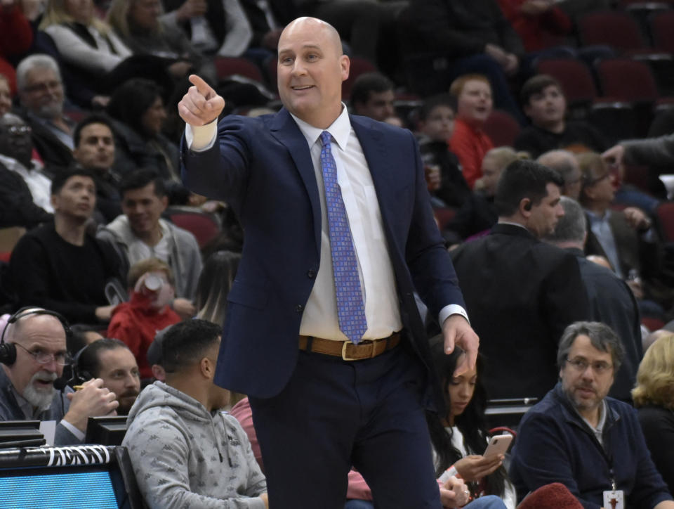 Jim Boylen proved to his players he’s still capable of doing pushups. (AP Photo)