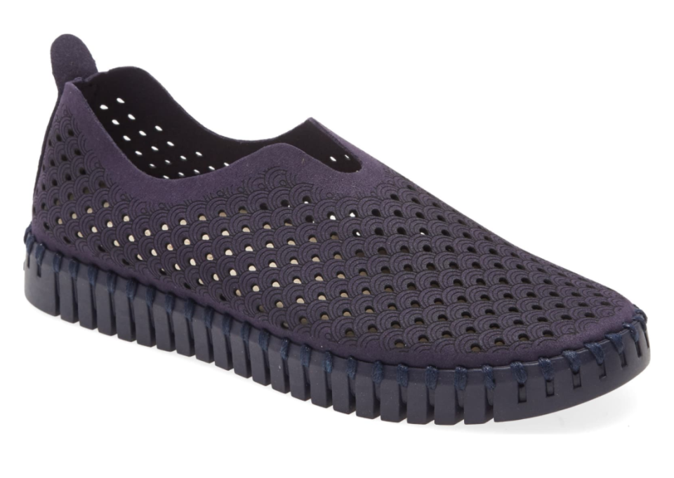 Ilse Jacobsen Tulip 139 Perforated Slip-On Sneaker in All Navy