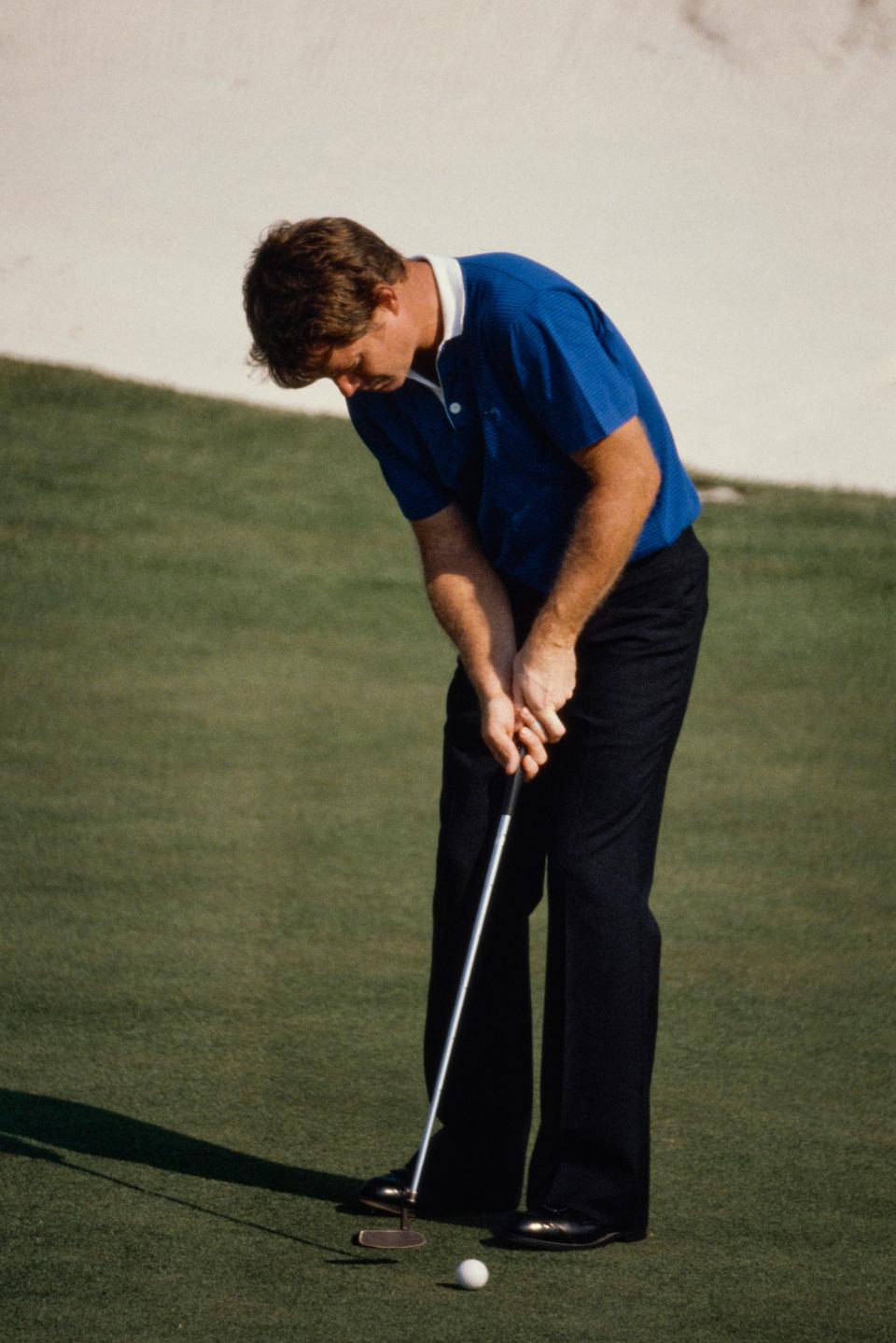 Tom Watson makes a putt at Augusta National on Friday, April 10, 1981.