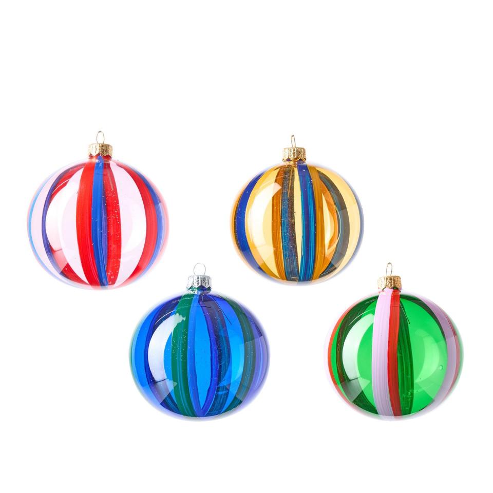 16) Ribbon Stripe baubles, The Conran Shop