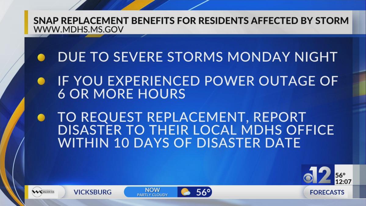 SNAP replacement benefits available for Mississippians affected by