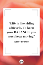 <p>Life is like riding a bicycle. To keep your balance, you must keep moving.</p>