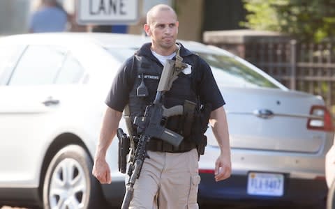 Police on scene of Virginia shooting - Credit: EPA