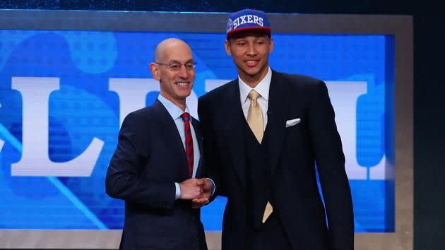 Simmons' first picture as an NBA player. Source: Getty