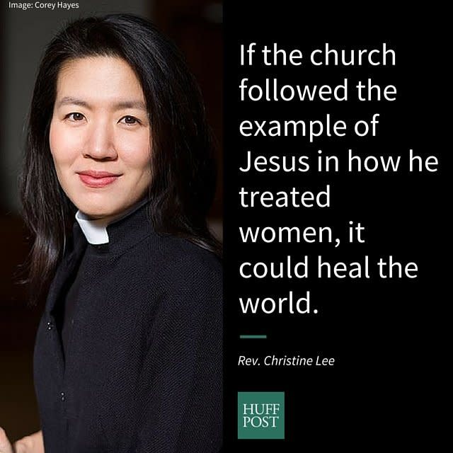 <i>Lee,&nbsp;the <a href="http://www.allangelschurch.com/#/about-us/staff" target="_blank">first Korean-American woman</a> ordained as a priest in&nbsp;the Episcopal Church, on the value of seeing women as Jesus did:</i><br /><br />"As a Christian, to me feminism is about seeing and valuing women as Jesus did. I'm always moved by the stories of Jesus' interactions with women in the gospels. In a time and culture where women were often invisible, he saw them and treated them as ones who were honored by God and deeply loved. If the church followed the example of Jesus in how he treated women, it could heal the world. Just like the human body, the whole flourishes when every part is made stronger."