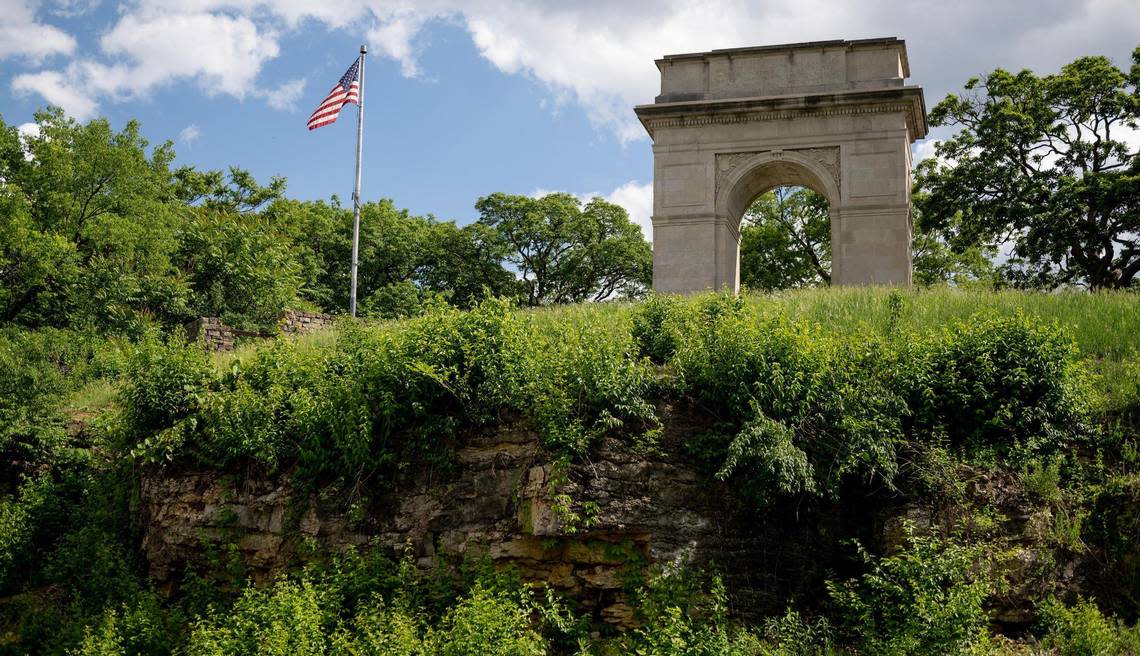 The Rosedale Memorial Arch located at 3602 Springfield St. in Kansas City, Kansas, is dedicated to those who served from the Rosedale neighborhood in WWI.