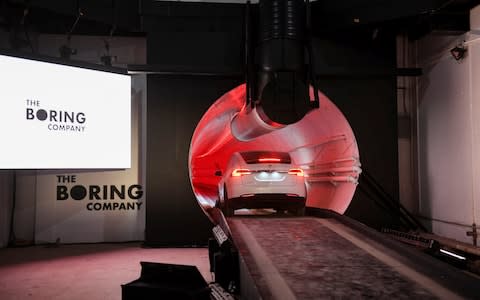 The Boring Company shows off their first tunnel in Hawthorne, California - Credit: Reuters