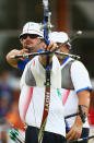 LONDON, ENGLAND - JULY 28: Marco Galiazzo of Italy competes during the Men's Team Archery Final between the United States and Italy on Day 1 of the London 2012 Olympic Games at Lord's Cricket Ground on July 28, 2012 in London, England. (Photo by Paul Gilham/Getty Images)