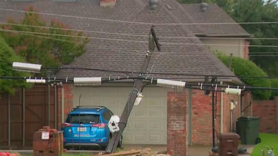 Power lines were down in eastern Texas Sunday.  / Credit: CBS News