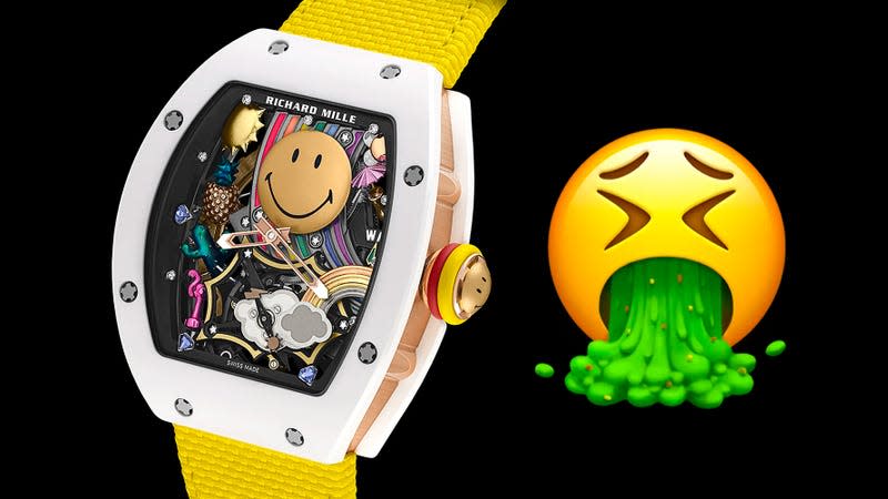 The RM 88 Automatic Tourbillon Smiley watch pictured with a missing emoji.