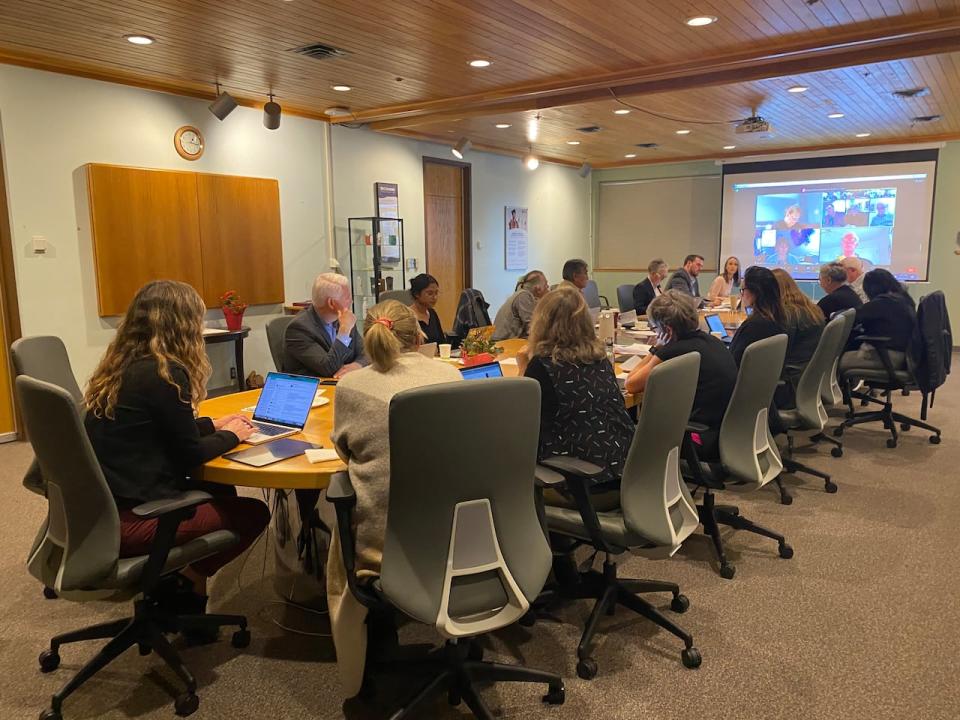 A meeting of the Yukon University board of governors in 2023,