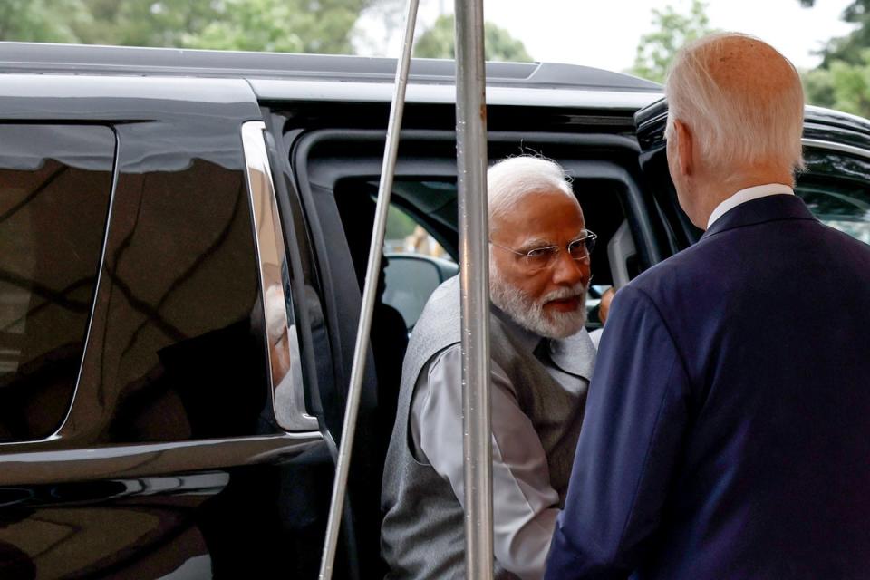Joe Biden welcomes Indian prime minister Narendra Modi to the White House in Washington, DC (Getty Images)