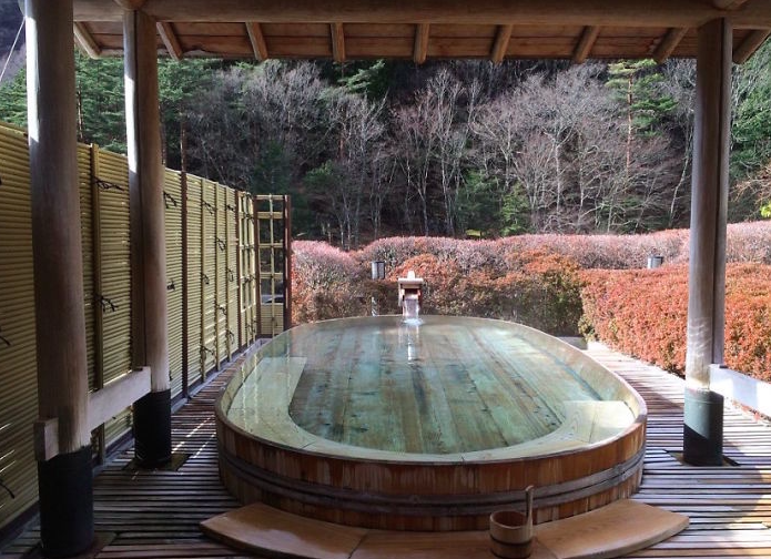 The scenery from one of the four outdoor baths is spectacular [Photo: