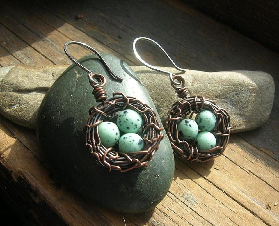 Nest earrings by Kristin Aylward, who will be among the artists participating in the Audubon Society of Rhode Island's Holiday Craft Fair on Dec. 2.