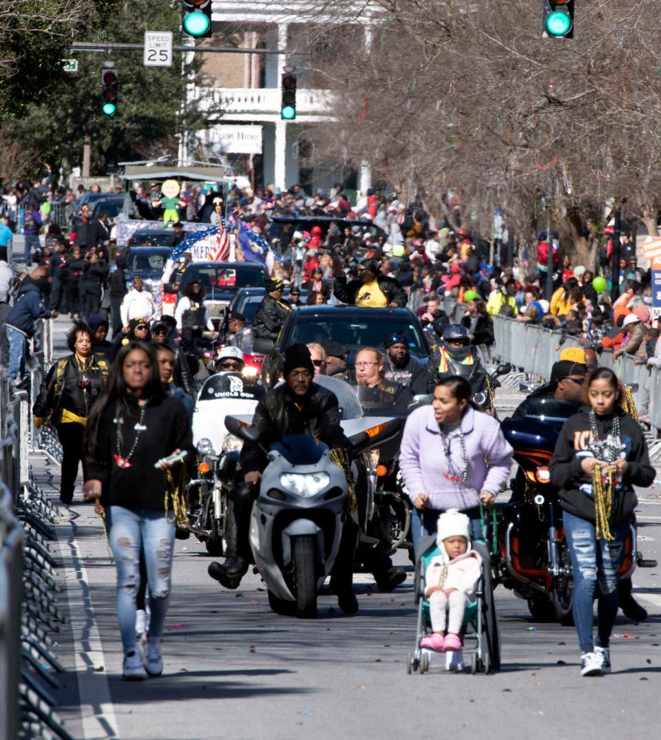 The 33rd annual Martin Luther King Jr. parade winds through the streets of downtown Pensacola on Jan. 20, 2020.