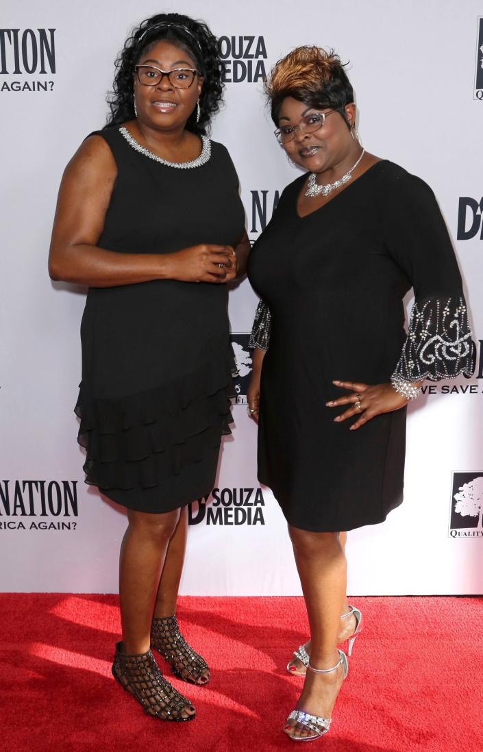 Mandatory Credit: Photo by Willy Sanjuan/Invision/AP/Shutterstock (9794528ei) Lynnette Hardaway, left, and Rochelle Richardson, a.k.a. Diamond and Silk, arrive at the LA Premiere of &quot;Death of a Nation&quot; at the Regal Cinemas at L.A. Live, in Los Angeles LA Premiere of &quot;Death of a Nation&quot;, Los Angeles, USA - 31 Jul 2018