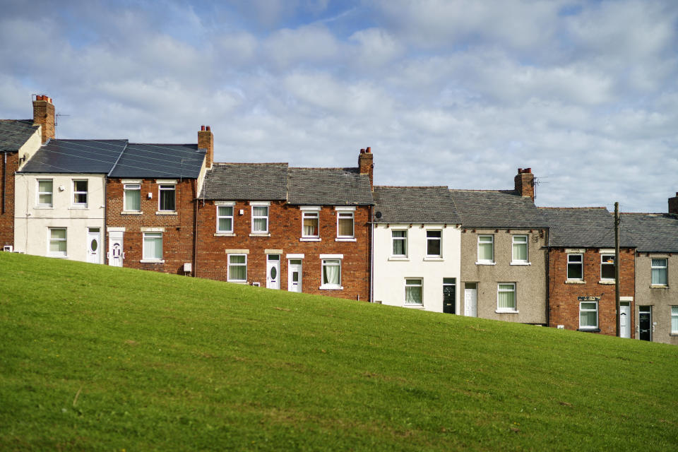 EASINGTON COLLIERY- SEPTEMBER 18: A row of houses on a quiet street on September 18, 2020 in Easington Colliery, United Kingdom. (Photo by Christopher Furlong/Getty Images)