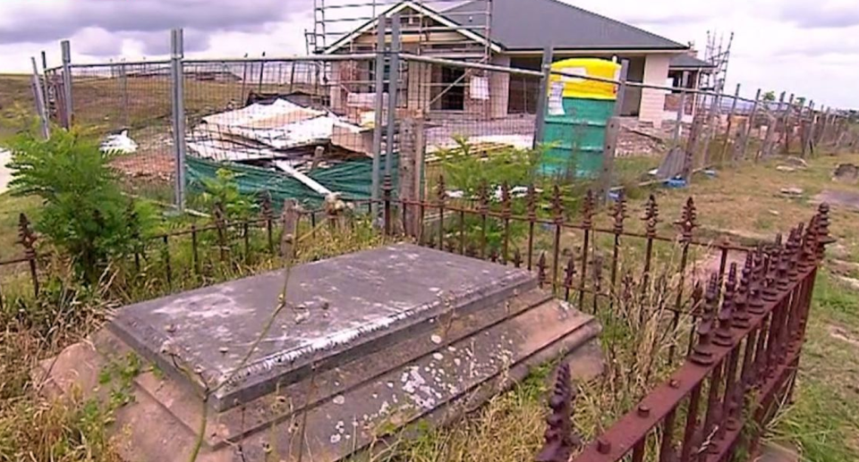 A view of Michael Hall's property, just metres from a historic cemetery. 