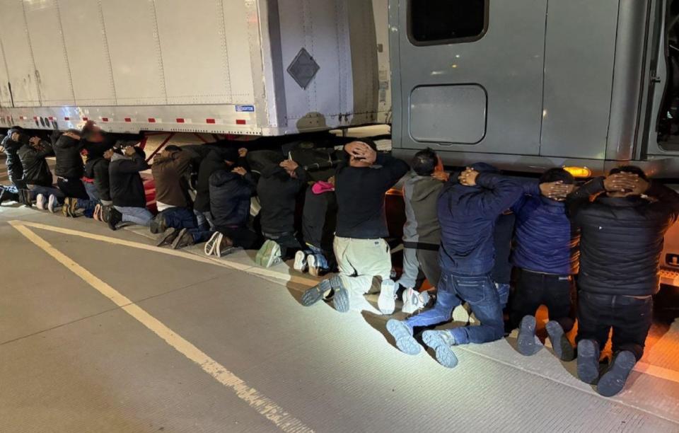 U.S. Border Patrol agents apprehended 18 undocumented migrants who were being smuggled inside a tractor-trailer near Las Cruces, New Mexico, in early 2024.